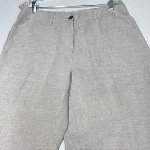 Van Heusen Womens Linen Blend Size 12 Wide Leg Beige Capri Pant Casual Loose Fit - Picture 11 of 11